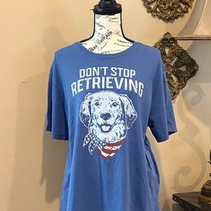 State of Mine  T-Shirt Dog Retriever Short Sleeve Crew Neckline Blue Sz XXL